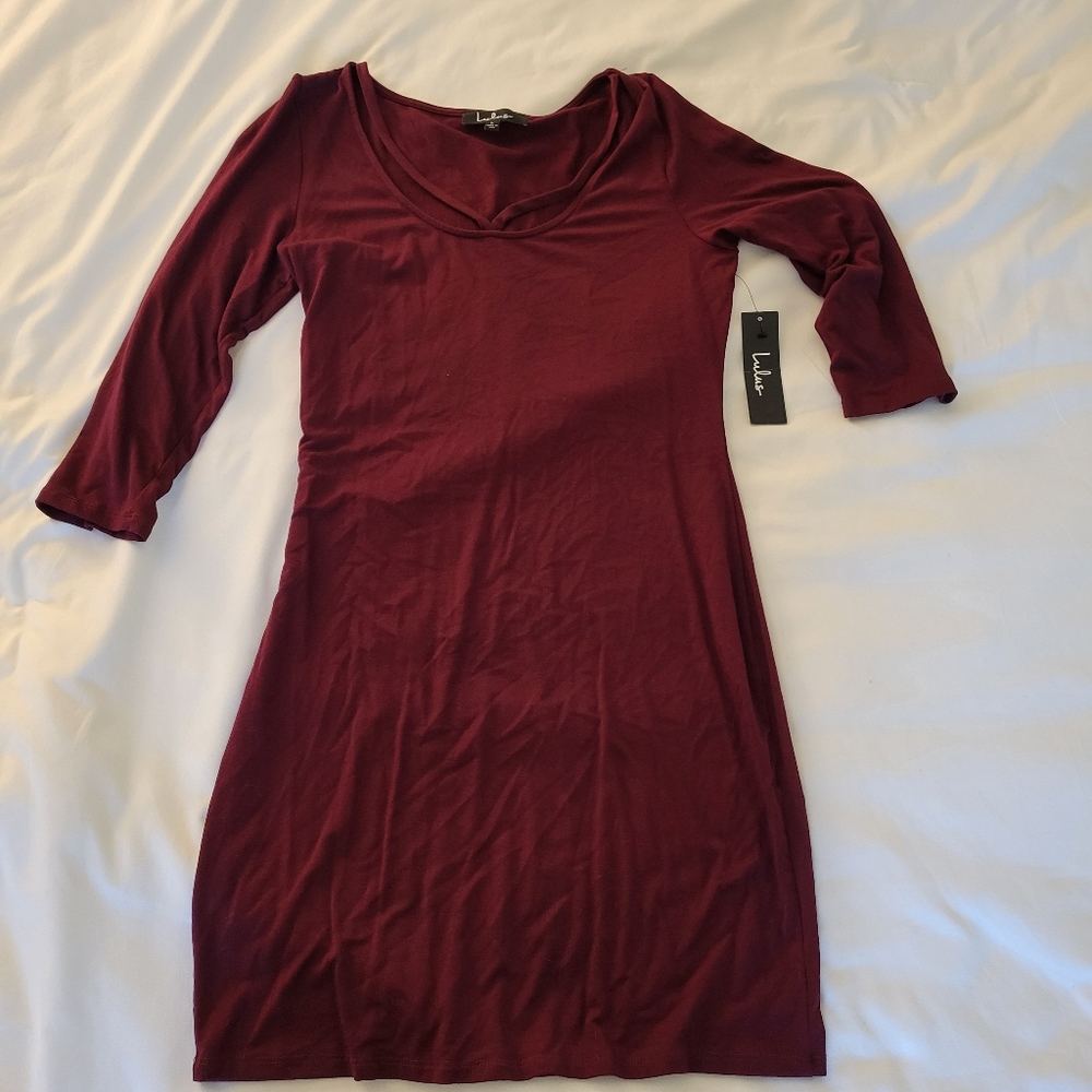 Lulu's Maroon Bodycon Dress, Size L